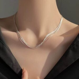 Handmade Brushed Silver Necklace · Flowing Texture
