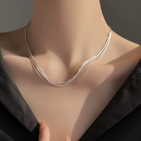 Handmade Brushed Silver Necklace · Flowing Texture