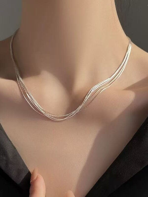 Handmade Brushed Silver Necklace · Flowing Texture